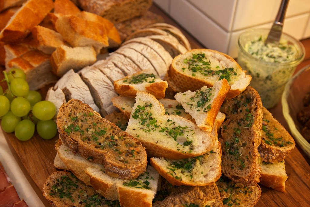 Fresh bread with garlic and herbs